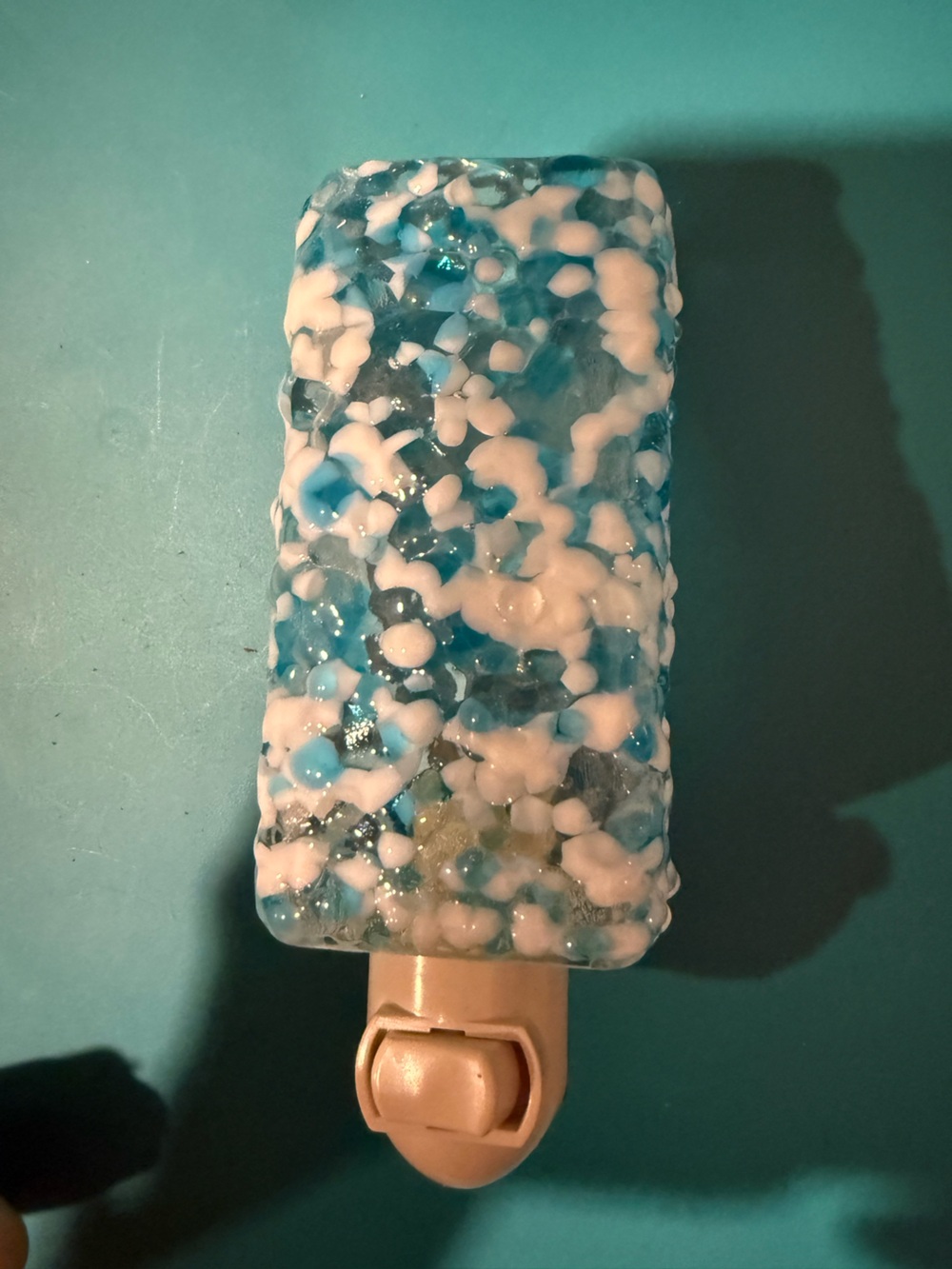 Teal and White Speckled Fused Glass Nightnight